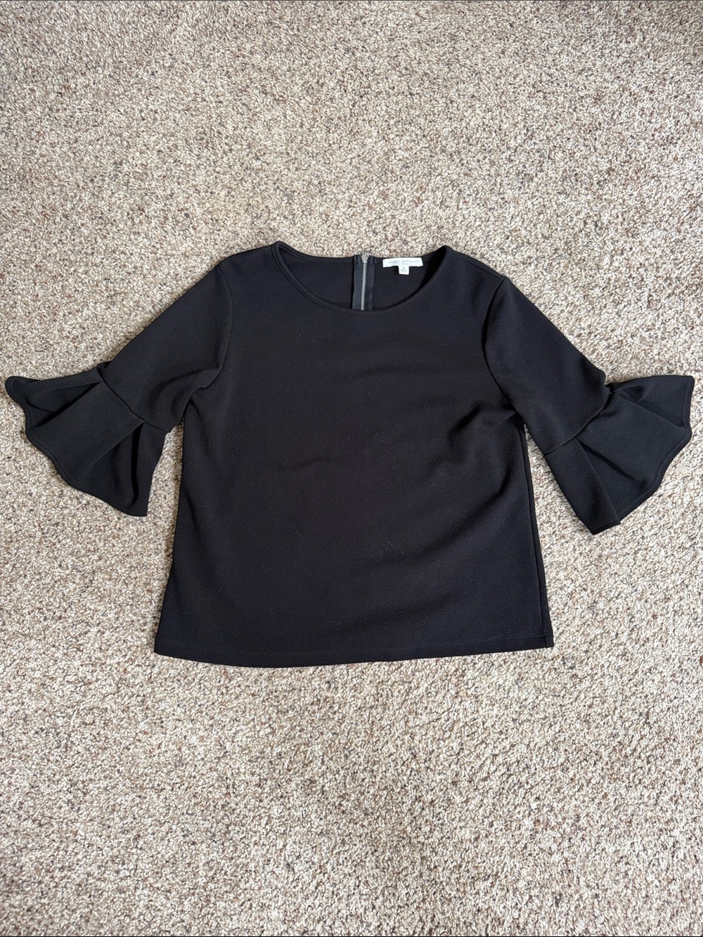 Black Ruffle Sleeve Women's Top